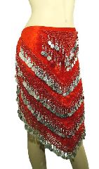 Красная повязка-юбка для восточных танцев (belly dance)