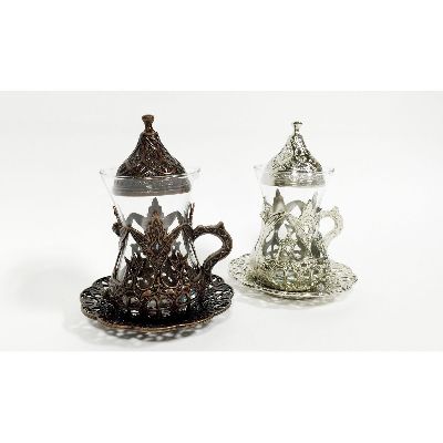 чайный набор на 6 персон турецкие стаканчики в металле