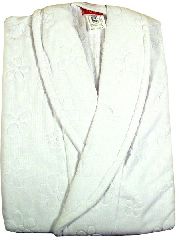 Банный махровый халат с выделкой (белый)
