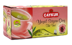 Пакетированный турецкий зеленый чай с ароматом яблока Çaykur 25 пакетов