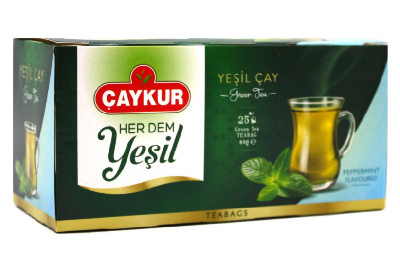 Пакетированный турецкий зеленый чай с перечной мятой Çaykur 25 пакетов
