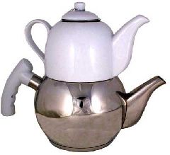 Турецкий чайник железный с фарфоровым заварником